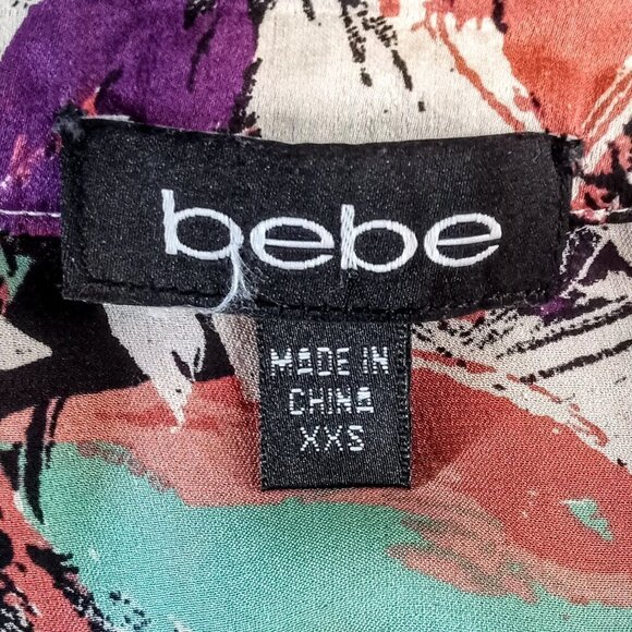 Bebe Metal Embellished Flutter Sleeve Silk Top - Picture 5 of 7